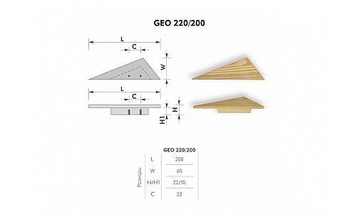 Ручка дерев'яна GEO 220/200 ясень HONEY Артикул: 154519 фото