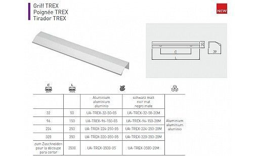 Ручка TREX 96 мм Чорний матовий UA-TREX-96-150-20M GTV Артикул: 152340 фото