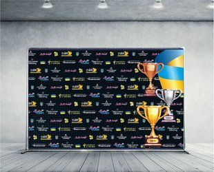 Баннер-фотозона на виставку, конференцію, форум , друк широкоформатний,   чорний  або Розроблення макету за Вашим побажанням.Якісний друк. 01401-001-1 фото